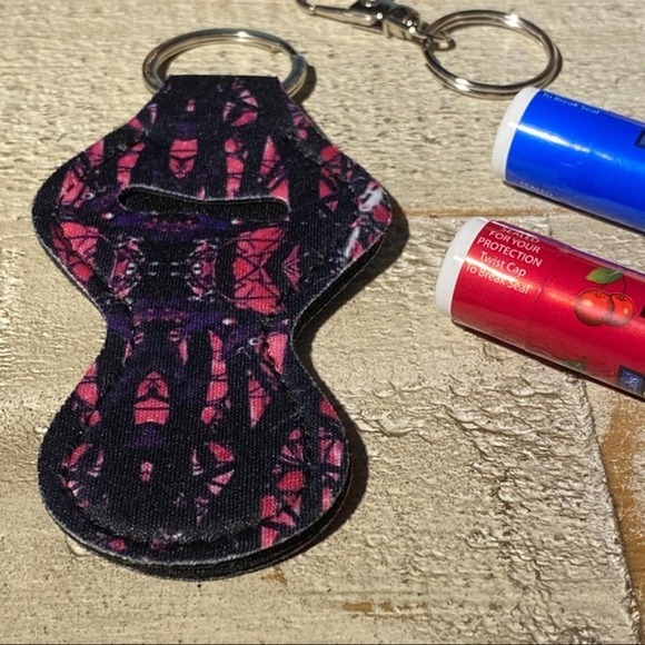 5/$25 Lip Balm Holder Keychain Camouflage Camo Blue and Pink Lipstick Holder - Picture 5 of 5